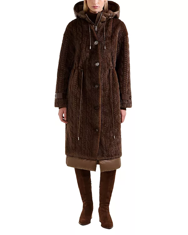 

Куртка Oriana из искусственного меха с пуховым капюшоном Rudsak, коричневый