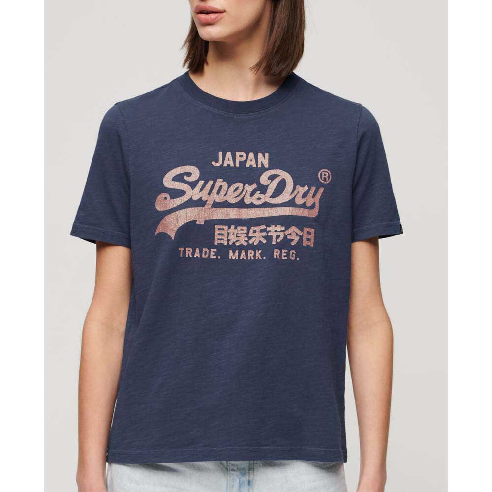 Футболка с коротким рукавом Superdry Metallic Vl Relaxed, синий — фото 3