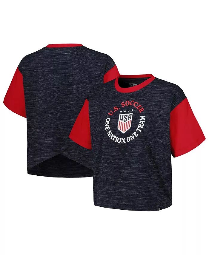 

Женская темно-синяя укороченная футболка Athletic Cross Back USWNT 5Th & Ocean, синий