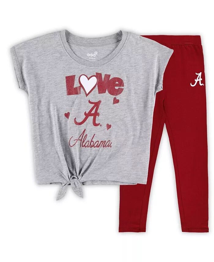 Комплект футболки и леггинсов «Hathered Grey, Crimson Alabama Crimson Tide Forever Love» для девочек дошкольного возраста Outerstuff, серый — фото 2