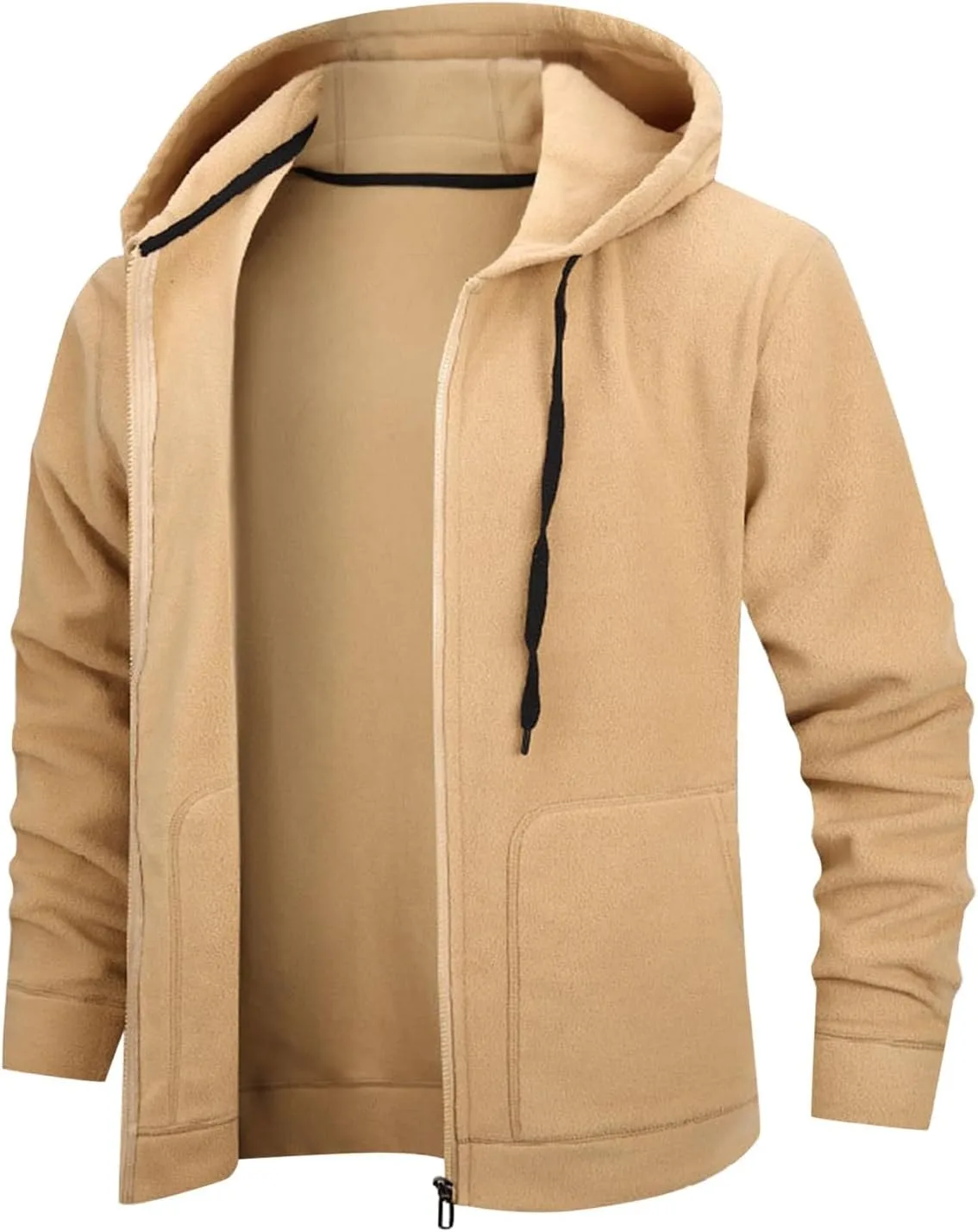 

Мужская зимняя толстовка с молнией Sherpa Lined, утепленная толстая флисовая толстовка с капюшоном и карманом