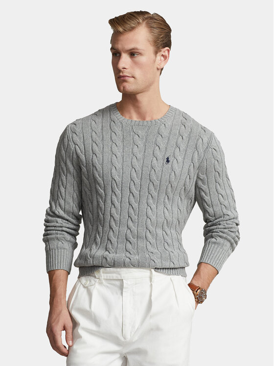 

Свитер regular fit 710775885013 Polo Ralph Lauren, серый