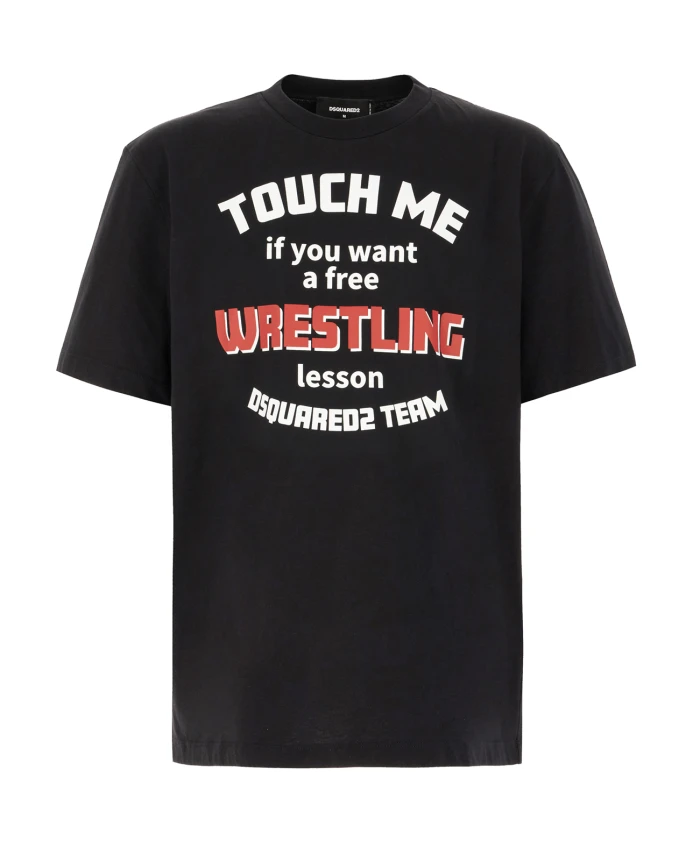 

Повседневная хлопковая футболка для мужчин Dsquared2, черный