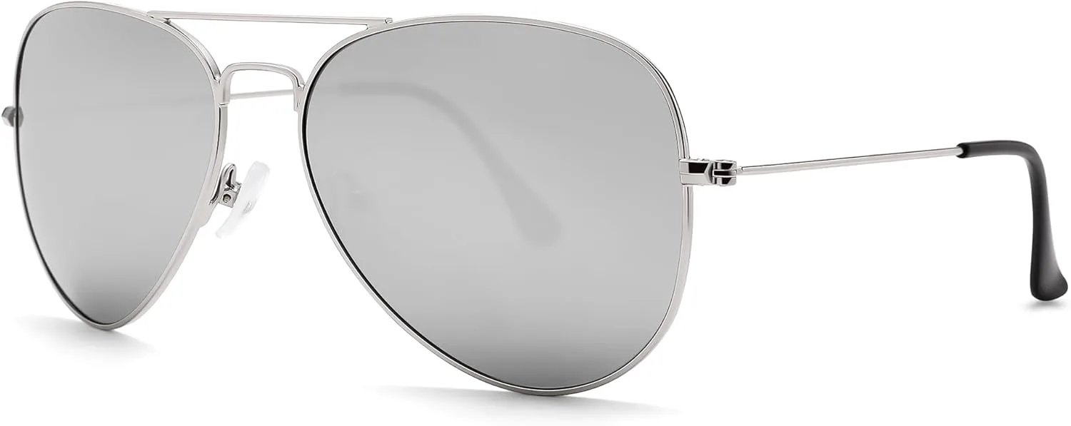 

Солнцезащитные очки Pro Acme Aviator для мужчин и женщин, классические поляризованные, с защитой от УФ-излучения UV400, (Z08) Silver Frame/Silver Mirrored Lens