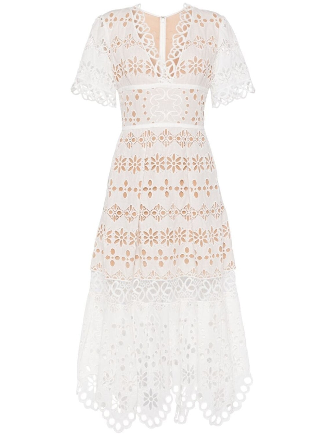 

Платье миди Broderie anglaise Elie Saab, белый