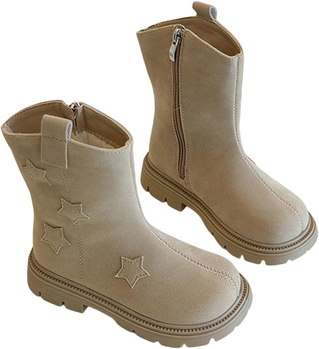 

Ковбойские сапоги для девочек с милой звездой, ретро стиль, западные, до середины голени, с противоскользящей подошвой, боковой молнией, теплые и удобные зимние ботинки Sruiluo, Khaki