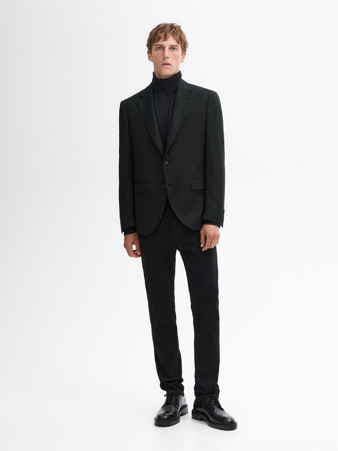 

Блейзер из 100% шерсти с фактурой Massimo Dutti, зеленый