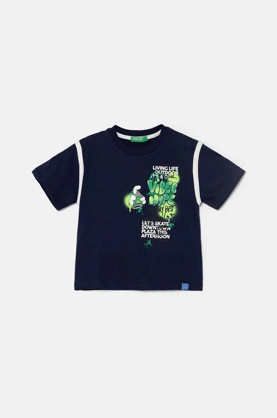 

Детская хлопковая футболка United Colors of Benetton, темно-синий
