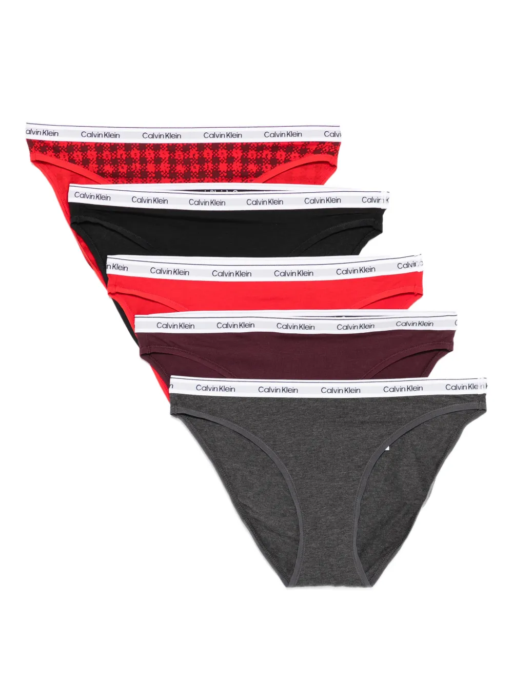 

Трусы с логотипом на поясе (набор из пяти штук) Calvin Klein, красный