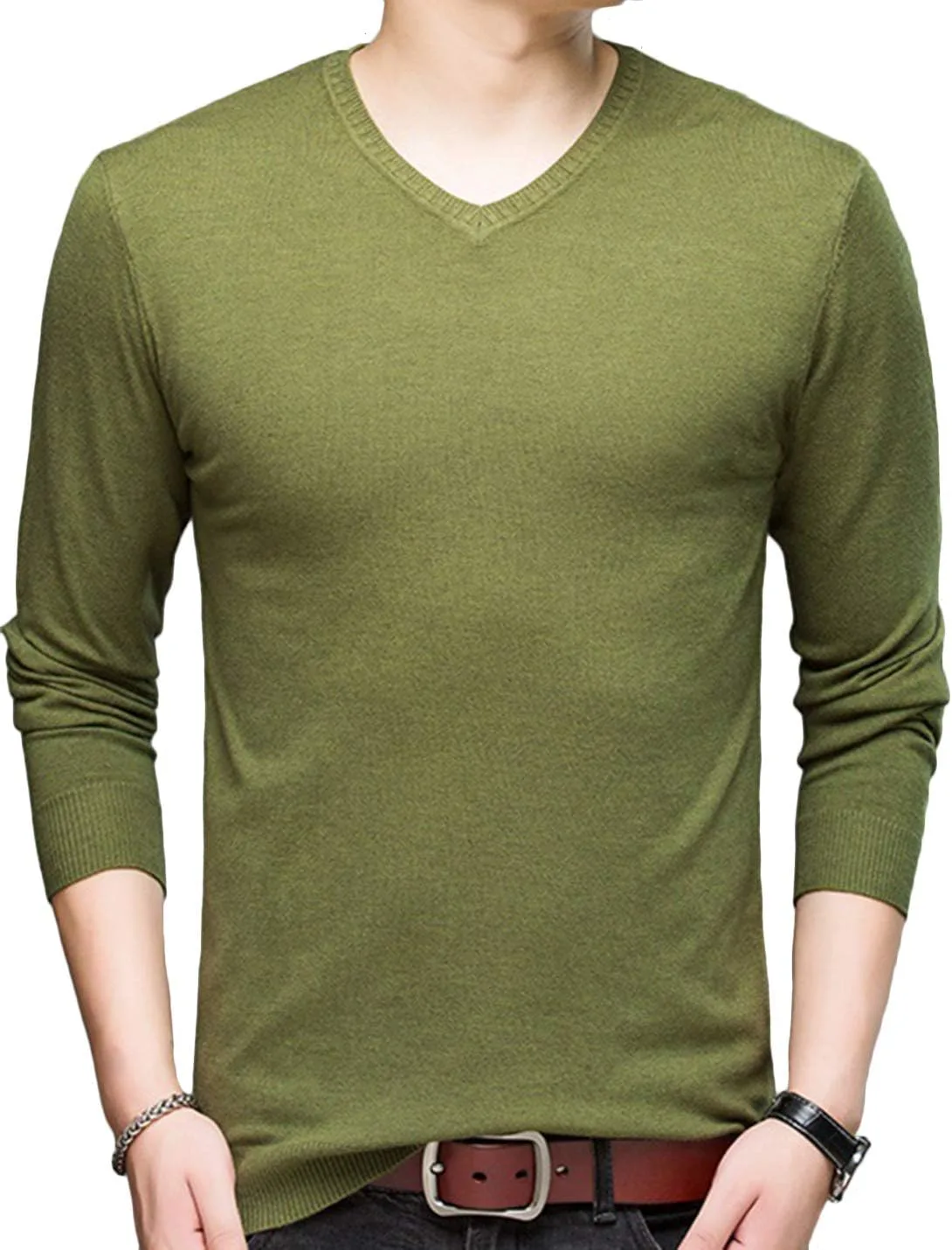 

HaoMay мужской свитер V-образным вырезом из кашемира