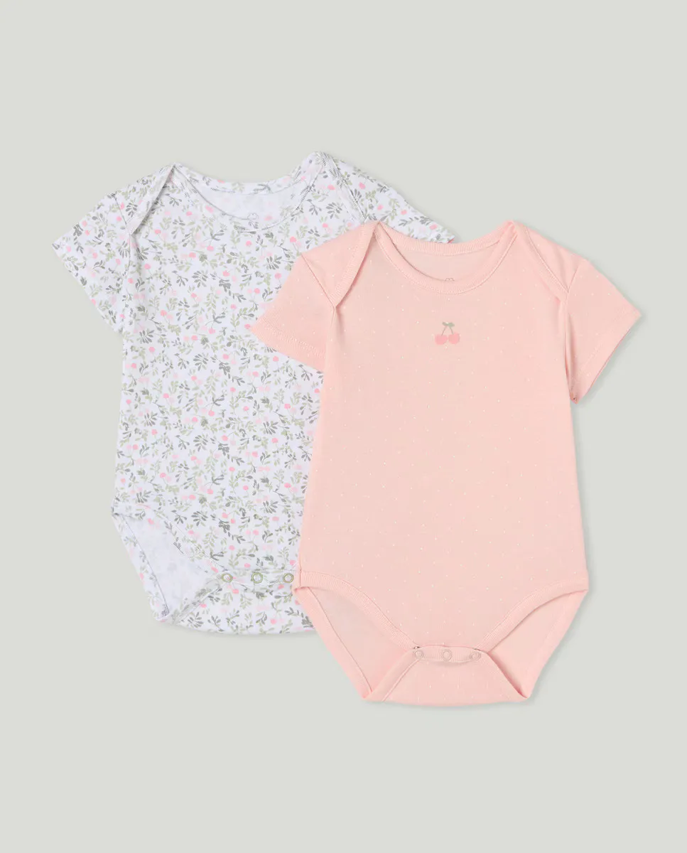 

Упаковка из двух детских боди с короткими рукавами Cotton Juice, красный