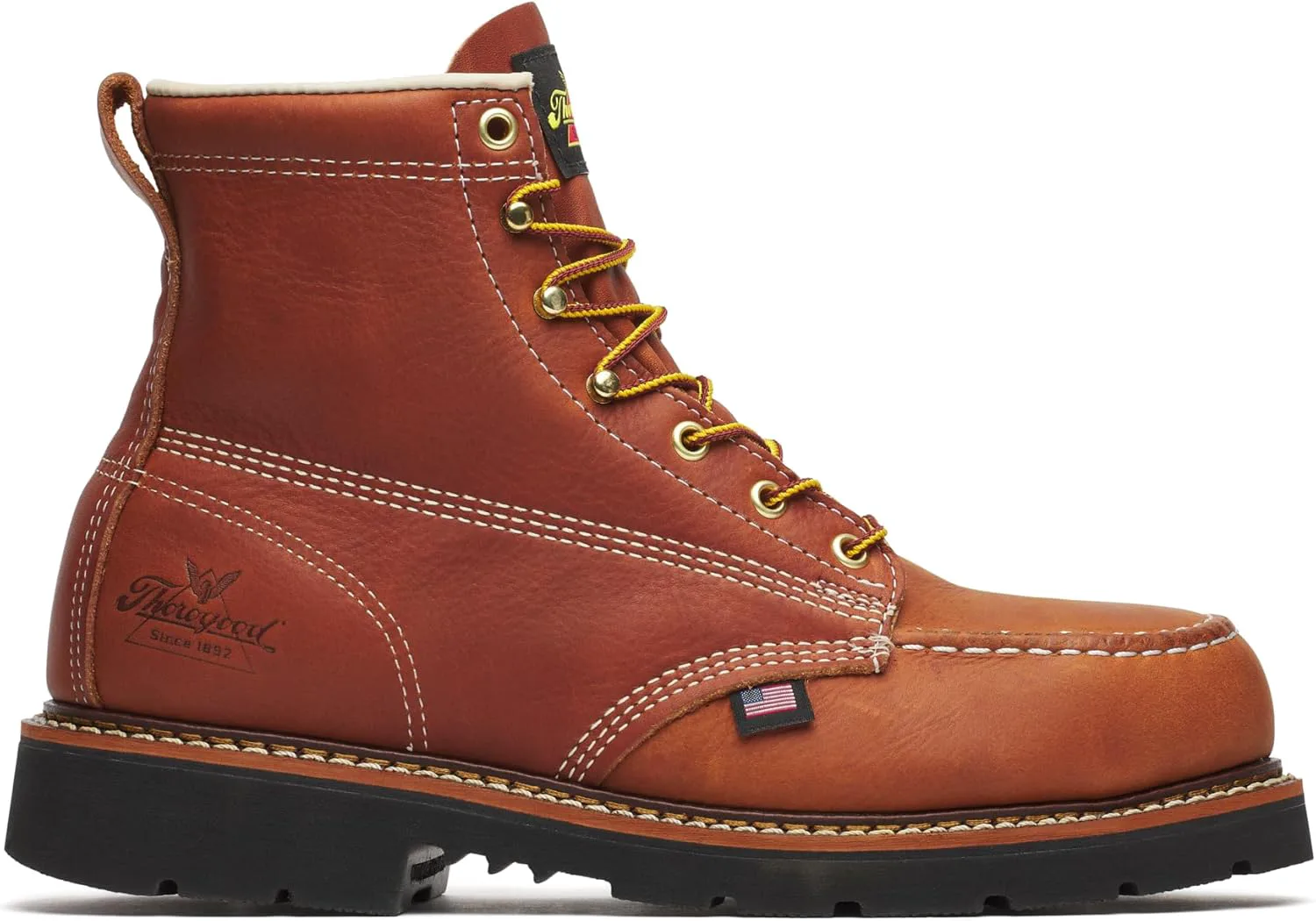 Рабочие ботинки Thorogood American Heritage 6" с безопасным носком для мужчин, из прочной кожи, с противоскользящей подошвой, оценены по стандарту ASTM — фото 2