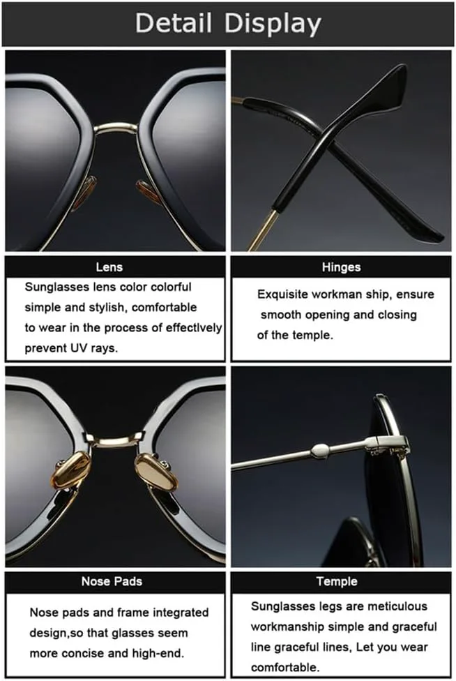 

Большие солнцезащитные очки для женщин, винтажные солнцезащитные очки в крупной оправе, солнцезащитные очки с защитой от УФ-излучения UV400 VFDHN, C1 Yellow