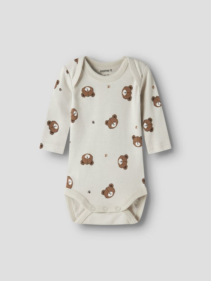 Name it Набор из 3 боди с длинными рукавами NBNBODY 3P LS PUMICE BEAR цвета пемзы — фото 4