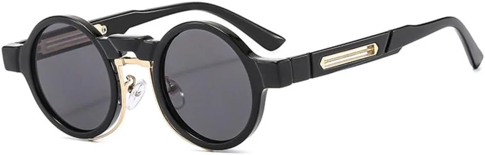 

Маленькие круглые солнцезащитные очки в стиле ретро-панк с градиентным переходом цвета и защитой от УФ-излучения UV400 для женщин и мужчин HPIRME, Black Gray