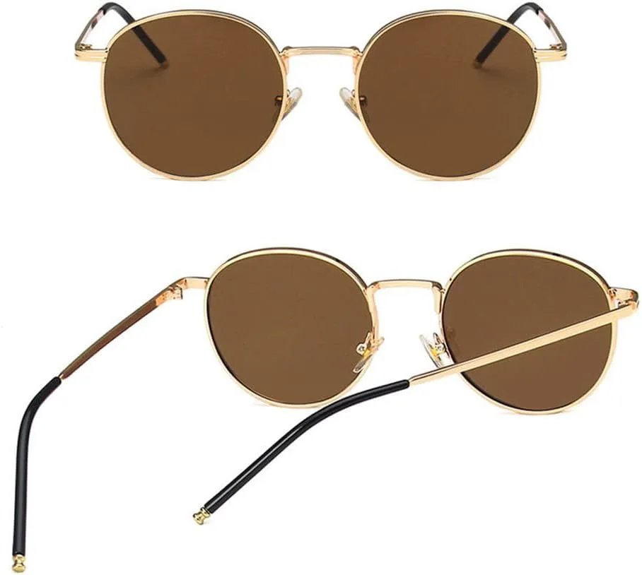 

Солнцезащитные очки для женщин и мужчин, круглые, в стиле хип-хоп, с металлической оправой, для активного отдыха, с защитой от УФ-излучения UV400 HCPIHF, 2