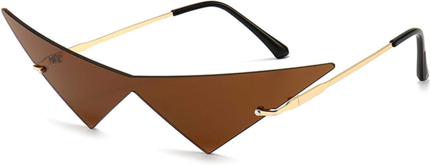 

Большие цельные женские солнцезащитные очки в винтажном стиле без оправы с прозрачными линзами цвета океана, модные мужские солнцезащитные очки «кошачий глаз» VVTWSSW, Golden Tea