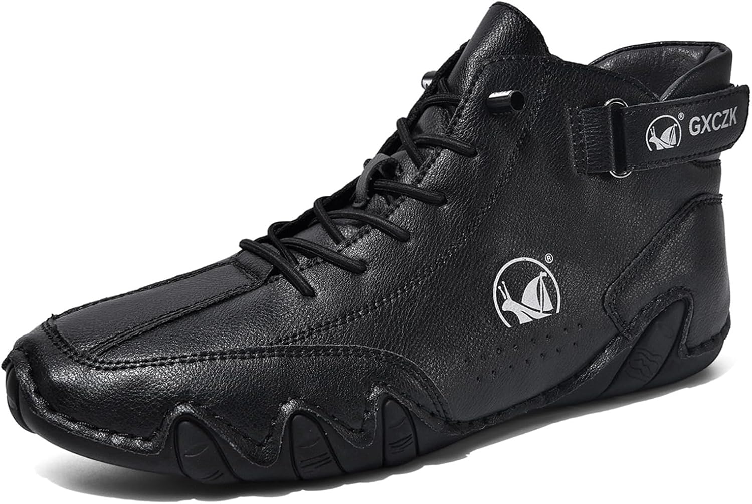 

Мужские повседневные винтажные кожаные ботинки с шнуровкой на лодыжке и регулируемой резинкой, легкие противоскользящие обувь Outdooe для ходьбы, вождения, походов, кемпинга, ежедневных поездок на работу Tixewsjh, черный