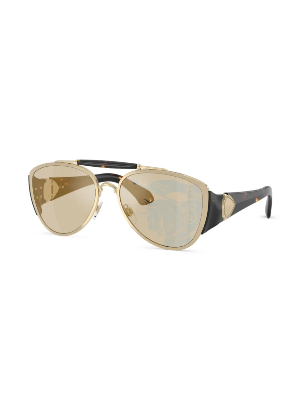 Солнцезащитные очки-пилоты черепаховой расцветки Burberry Eyewear, золотой — фото 2