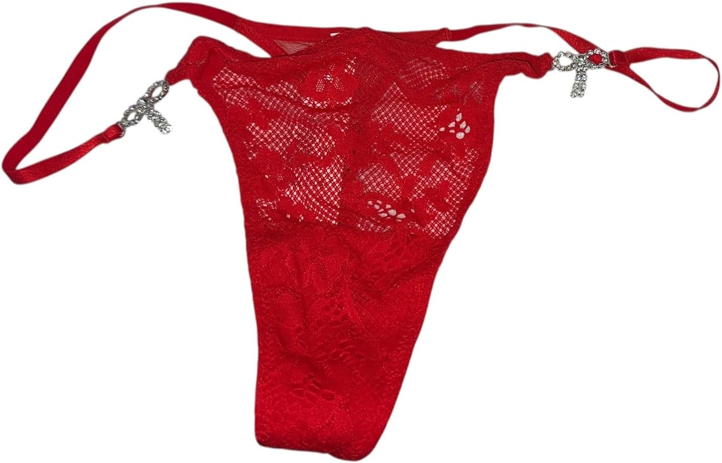 Victoria's Secret Трусики-танга с кружевом и блестящим бантом, цвет красный, новые, Red — фото 2
