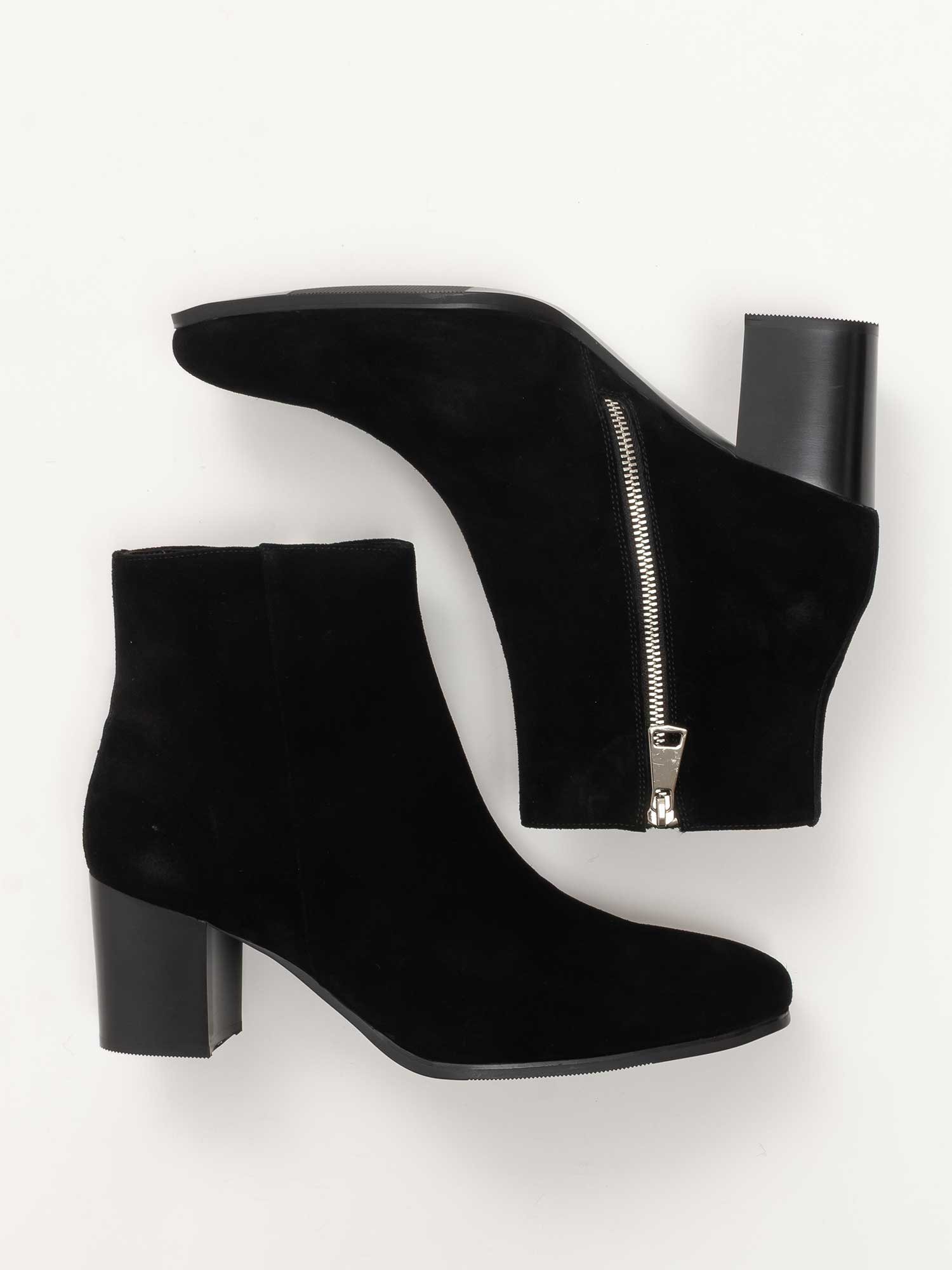 Ботинки на каблуке с боковой молнией Endevice, Black suede — фото 3