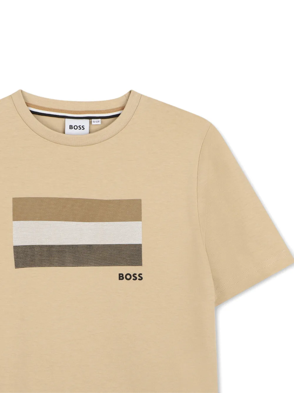 Футболка в полоску с круглым вырезом Boss Kidswear, бежевый — фото 3