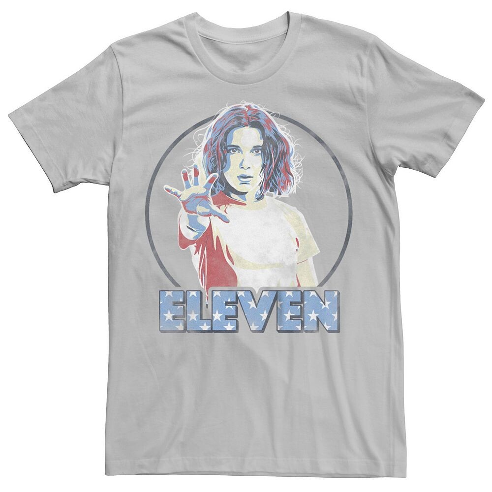 

Мужская футболка с надписью Stranger Things Eleven Stars и графическим рисунком Licensed Character, цвет Silver