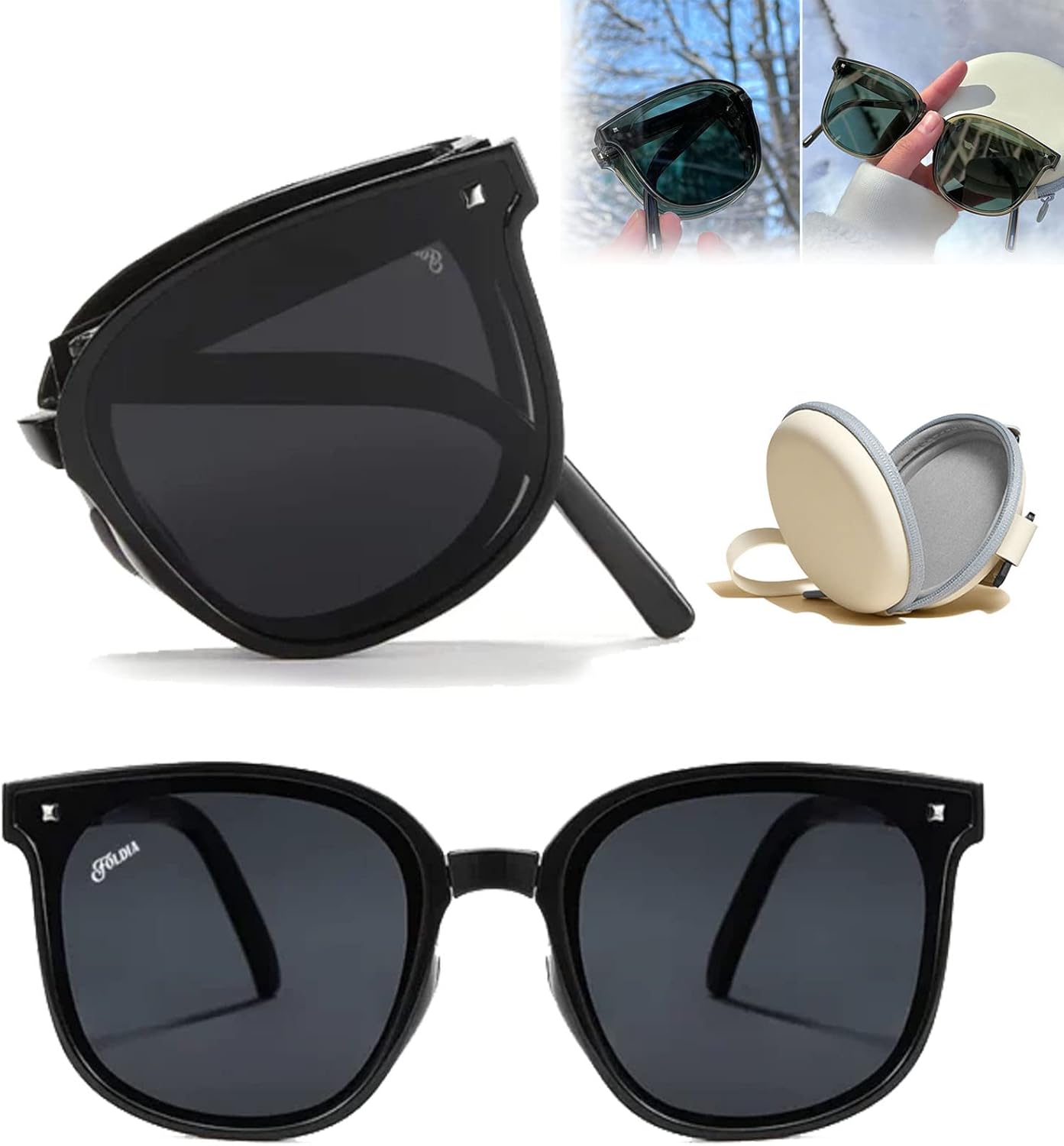 

Трехсекционные поляризованные солнцезащитные очки, складные солнцезащитные очки, новые высококачественные поляризованные складные солнцезащитные очки, модные поляризованные солнцезащитные очки (1 шт., черные) lunhaifi, Black