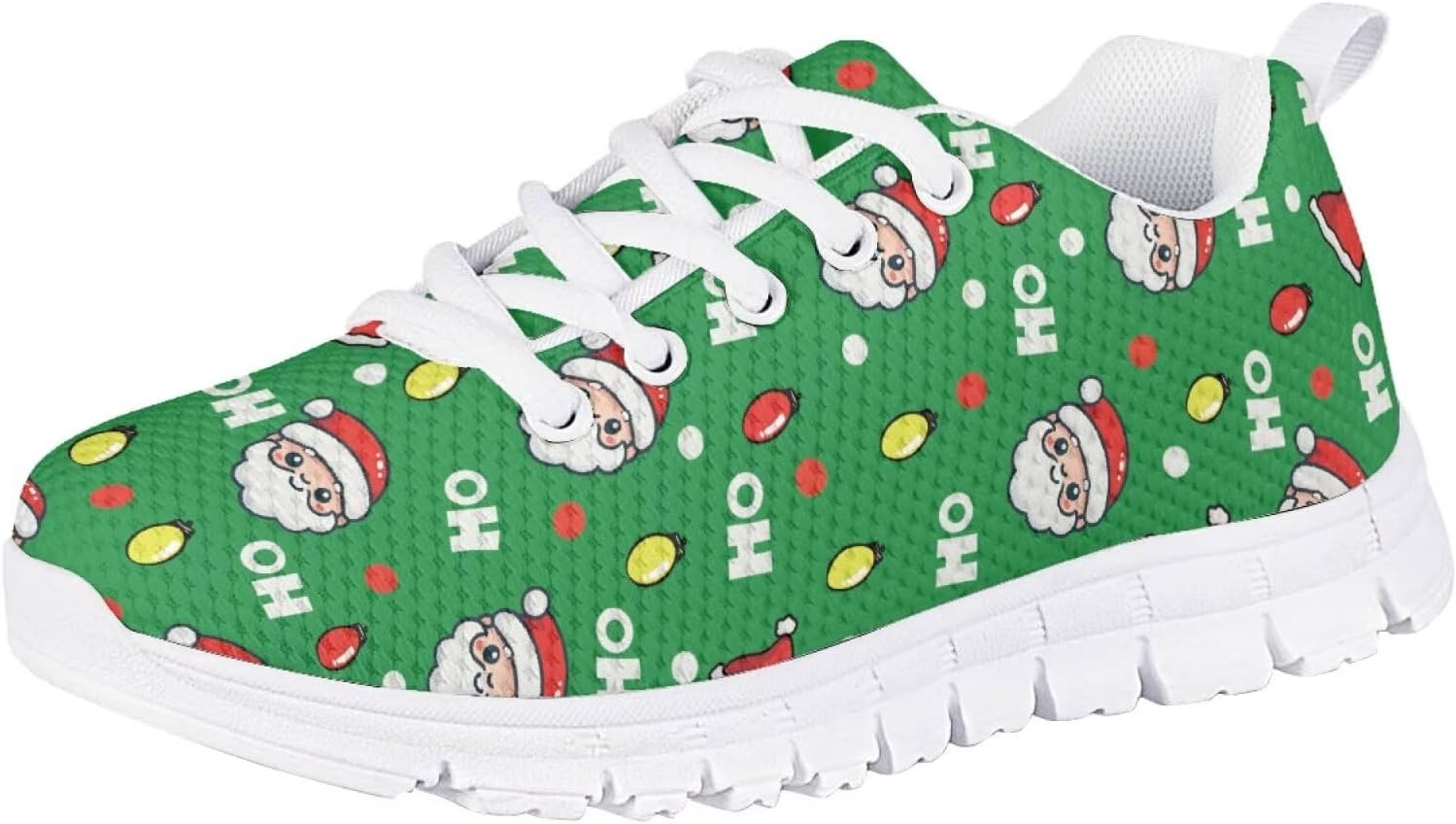

Кроссовки Forchrinse для мальчиков и девочек на Рождество, детские шнурованные теннисные кроссовки, легкие, дышащие, для ходьбы и бега, Santa Claus Design