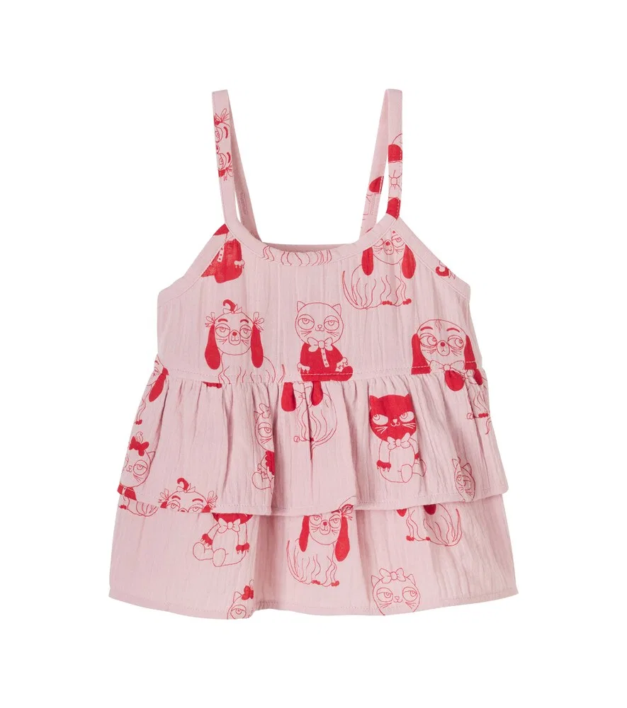 Хлопковый топ Minibabies с принтом и оборками Mini Rodini, розовый