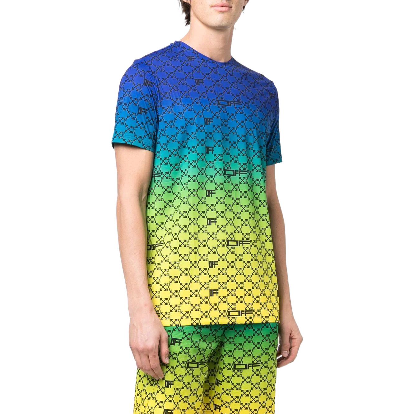 OFF WHITE Iridescent All Over Arrows Monogram Футболка OFF-WHITE, Синий — фото 4
