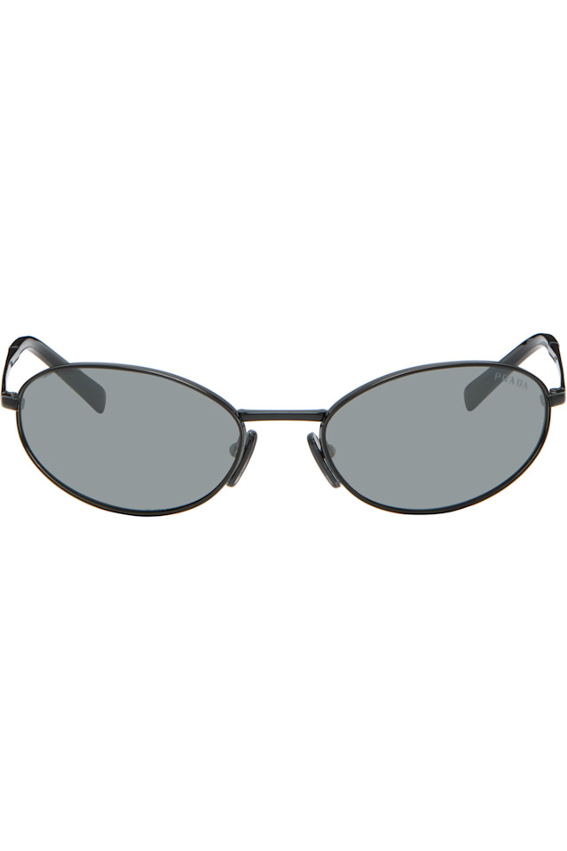 

Металлические овальные солнцезащитные очки Prada Eyewear, черный