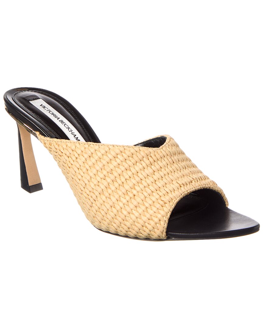 Victoria Beckham Raffia & Leather Sandal, коричневый