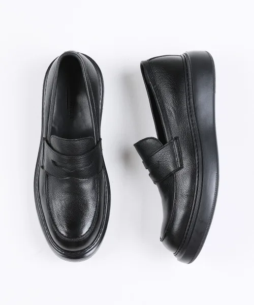 Мужские лоферы из натуральной кожи Dunk Black Penny Lодефер BRENOWELT черные