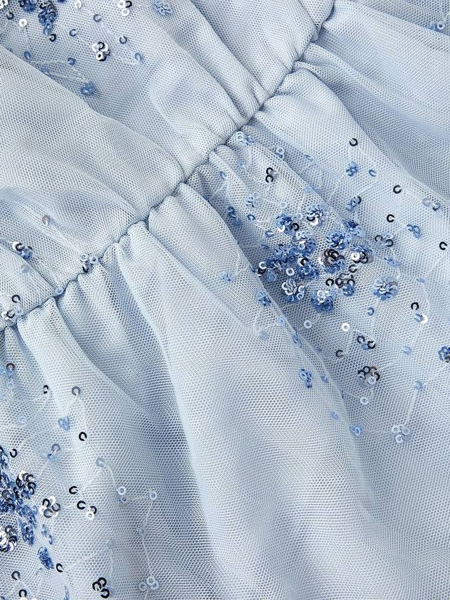 Детское платье для праздника Tilly с пайетками и ярусами Monsoon, Pale Blue — фото 4