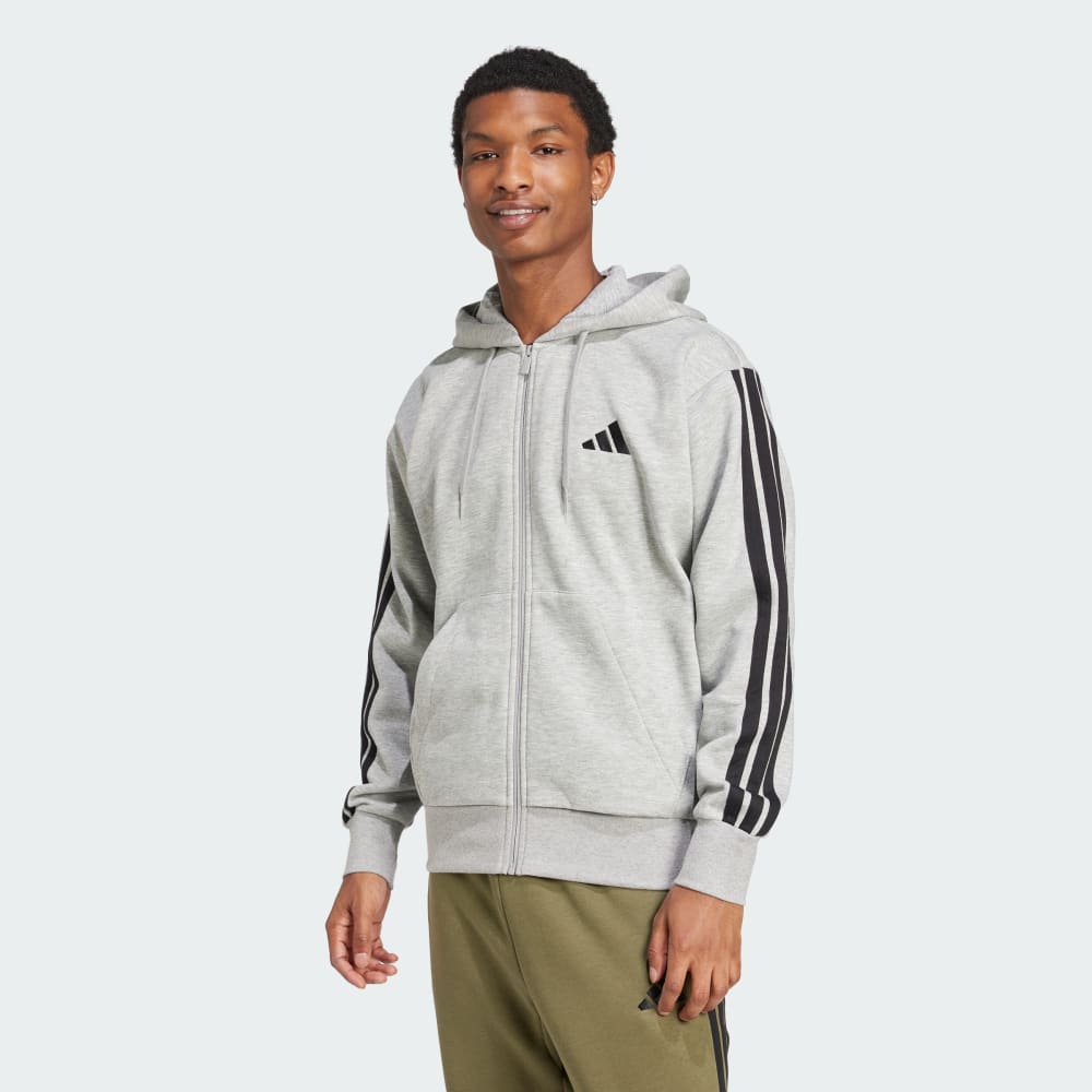 

Худи Adidas Essentials 3-Stripes Fleece Hoodie, цвет Medium Grey Heather/Black