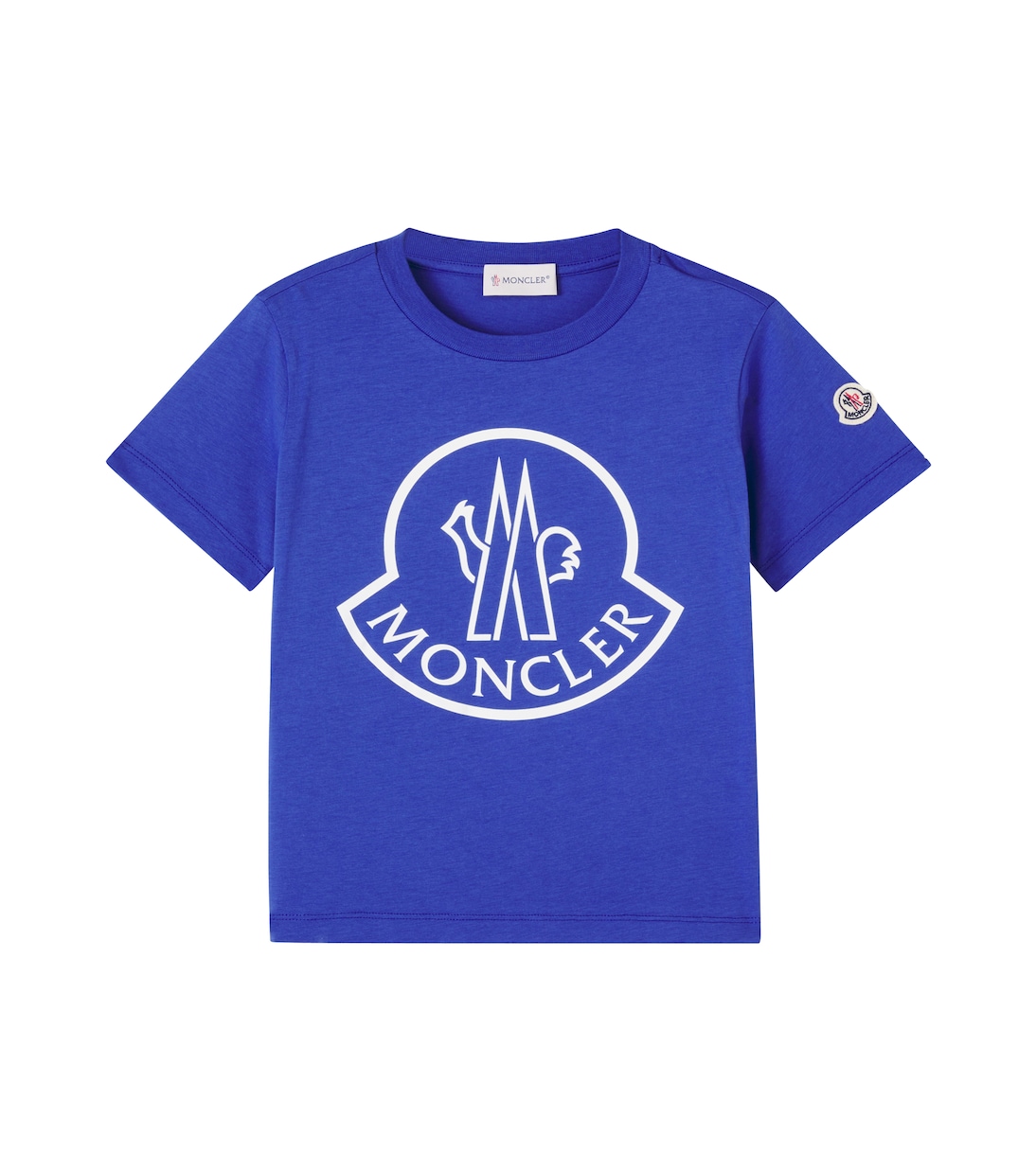 

Футболка из хлопкового джерси с логотипом Moncler Enfant, синий