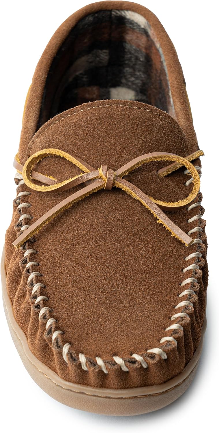 Мокасины Minnetonka для мужчин с твердой подошвой и флисовой подкладкой в клетку, Whiskey — фото 2