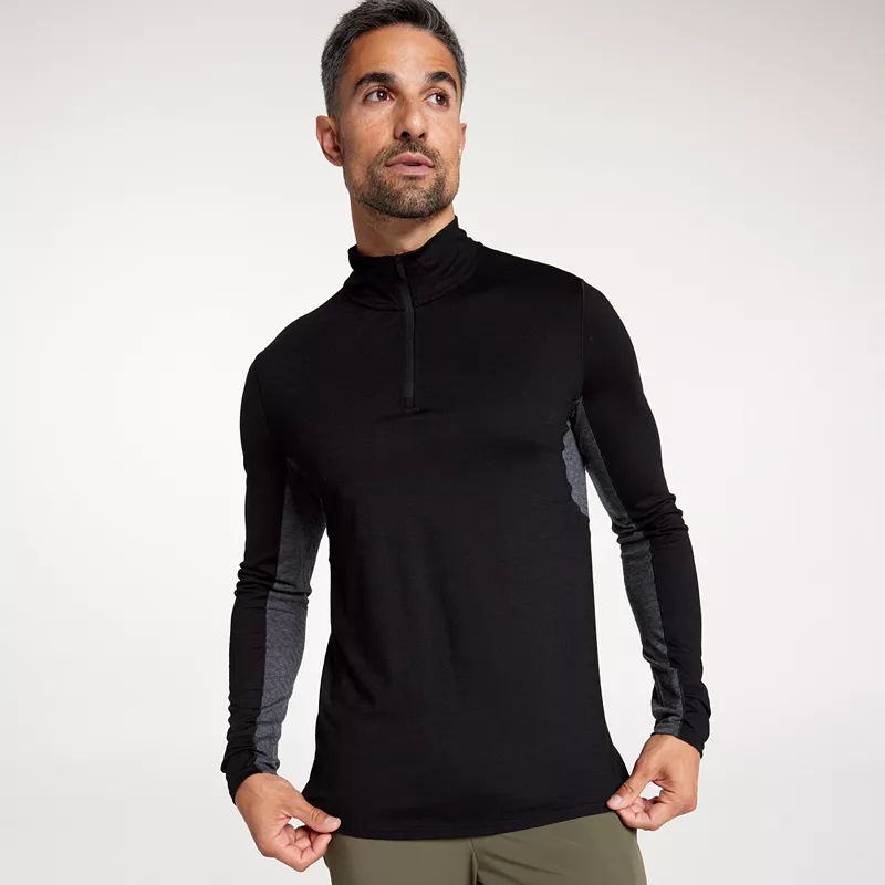 

Мужская рубашка VRST x Smartwool с длинным рукавом, молния 1/4, черный