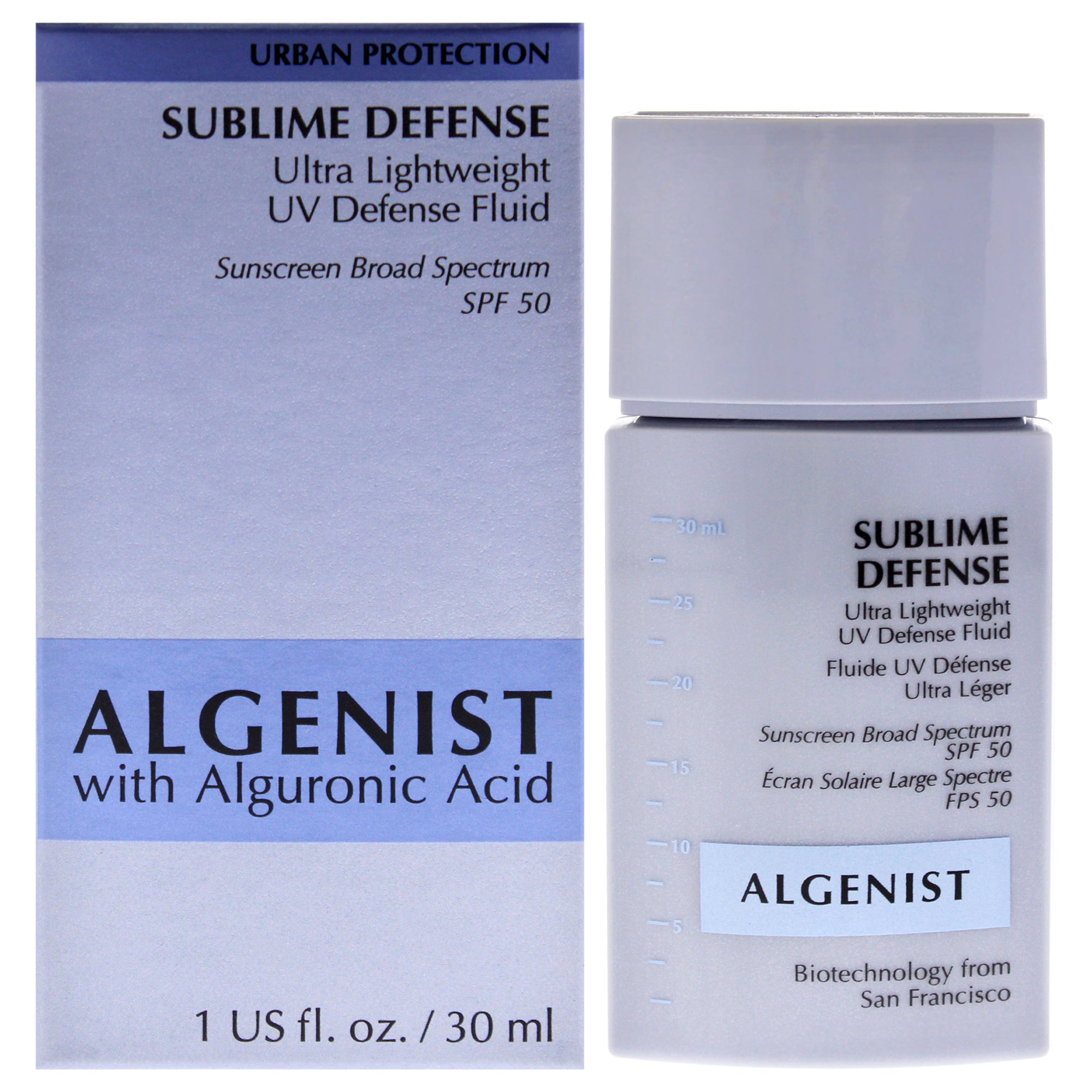 

Ультралегкий солнцезащитный флюид Sublime Defense Ultra Lightweight UV Defense Fluid SPF 50 от Algenist для женщин - 28 г, прозрачный