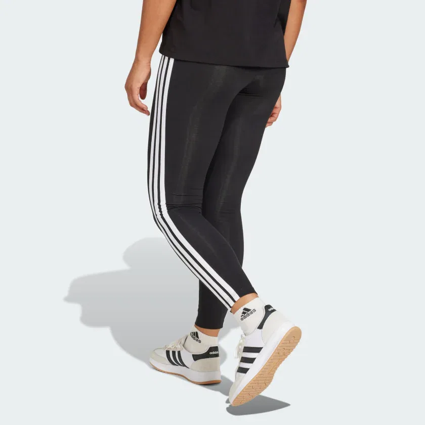 Женские хлопковые леггинсы adidas Essentials с тремя полосками, черный/белый — фото 2