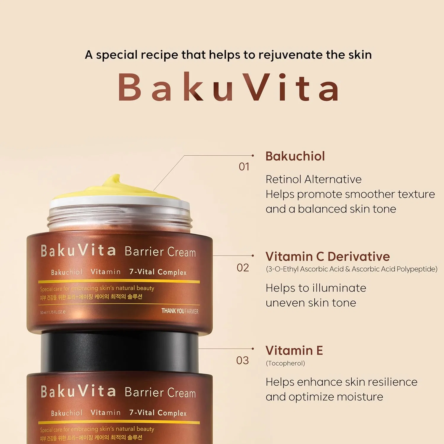 Крем для лица Thankyou Farmer — Веганский дневной и ночной «BakuVita Barrier Cream» от — фото 3