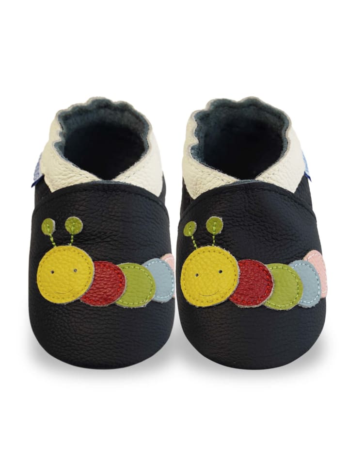 

Yihakids Черные кожаные детские прогулочные туфли, удобные, с нескользящей подошвой и рисунком гусеницы