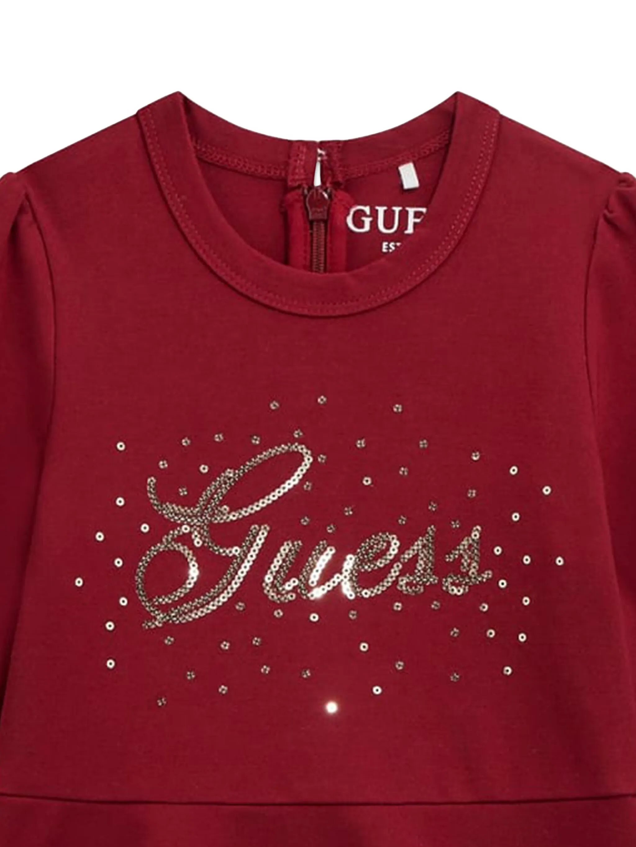 Расклешенное платье с пайетками Guess Kids, красный — фото 4