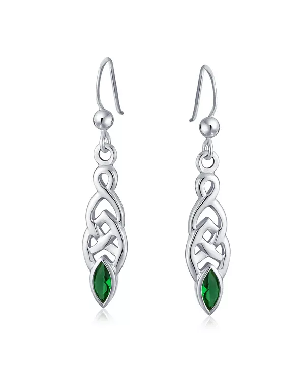 

Серьги-Подвески с кельтским узором «любовный узел» из стерлингового серебра Bling Jewelry, green