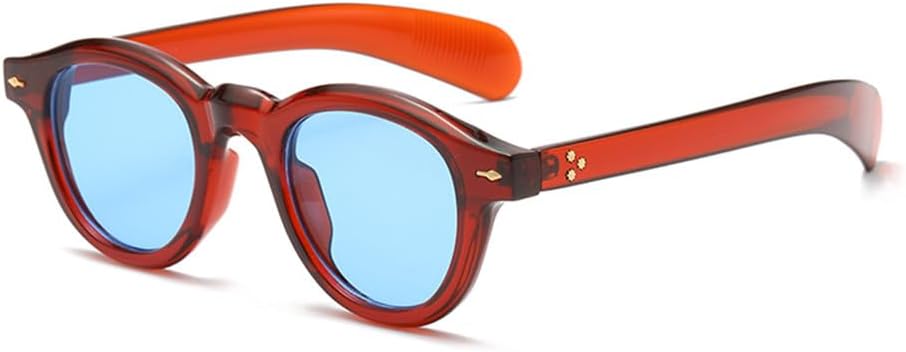 

Круглые панк-солнцезащитные очки для мужчин и женщин с защитой от УФ-излучения UV400 и заклепками, идеально подходят для езды на велосипеде и вождения на открытом воздухе UYPTK, Brown Blue