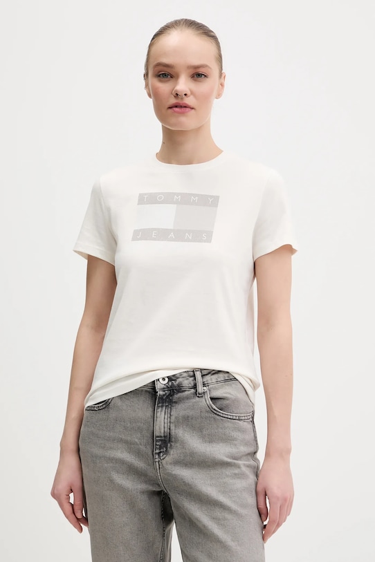 

Хлопковая футболка Tommy Jeans, бежевый