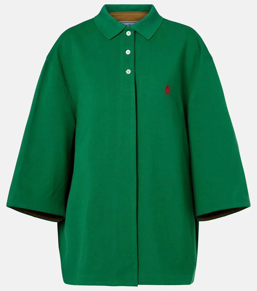Хлопковое пальто пике Prada, зеленый
