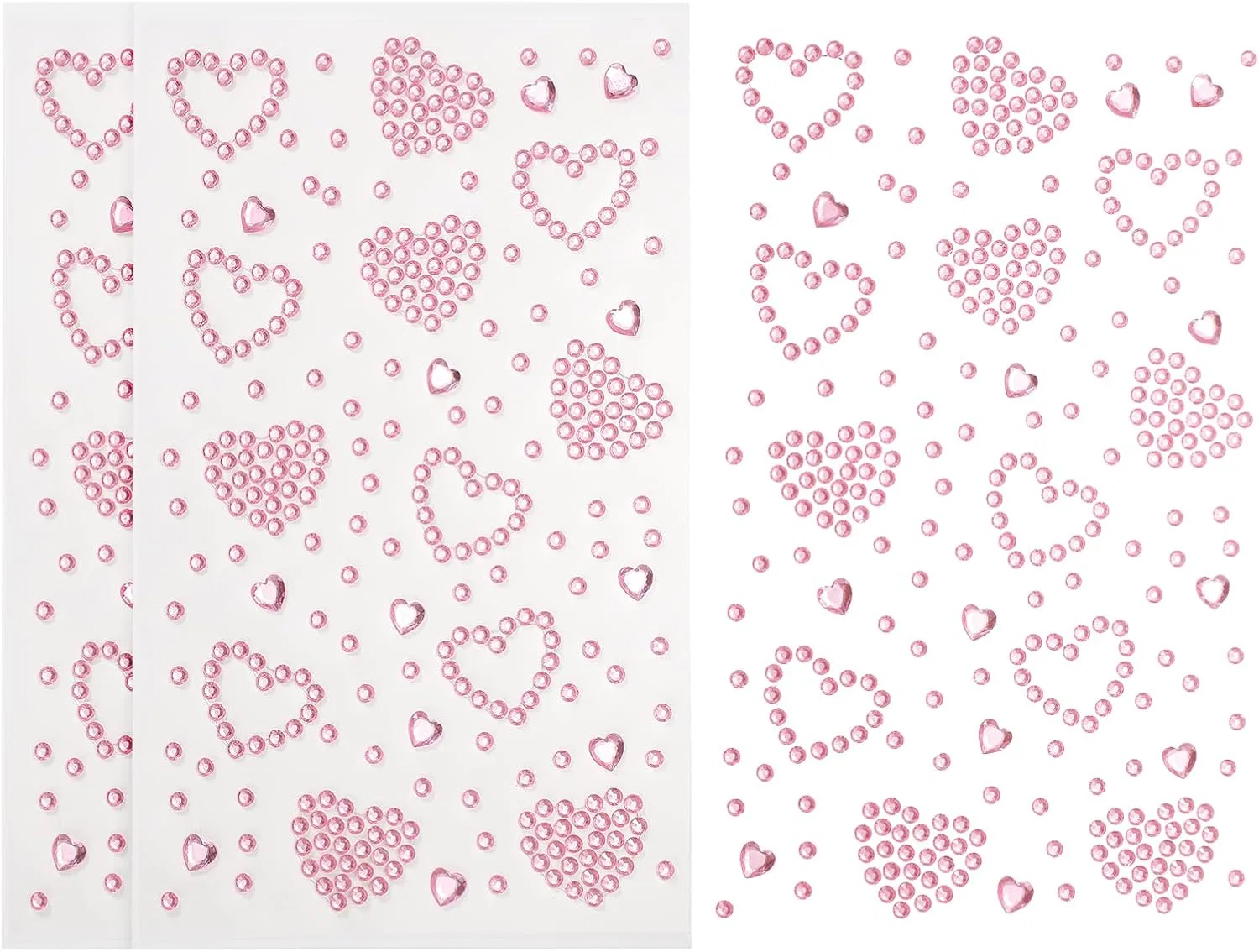Стикеры для лица PATIKIL Heart Face Gem Stickers, розовый, 3 шт