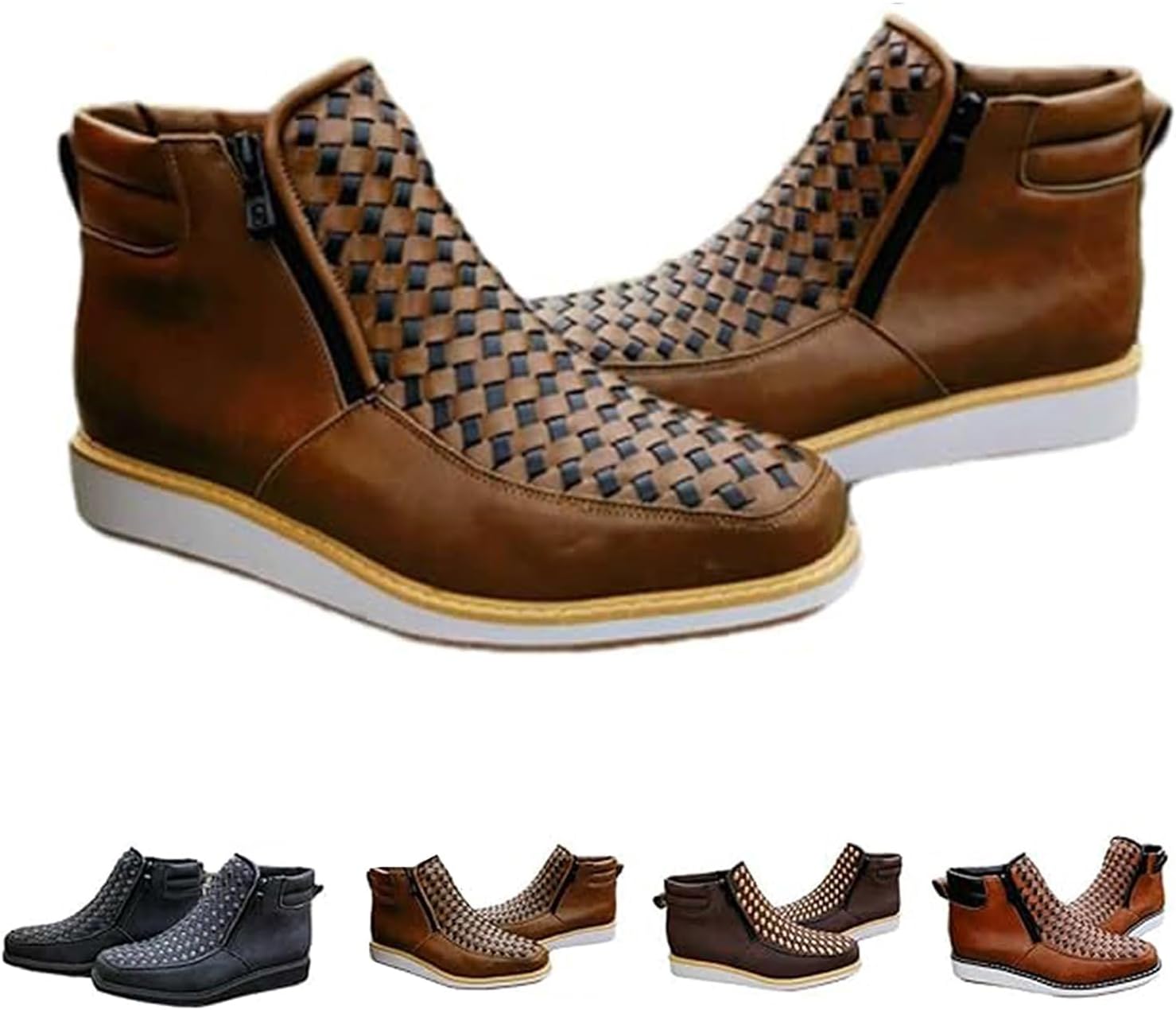 

Мужские ковбойские сапоги ручной работы с квадратным носком, кожаные сапоги, ортопедическая рабочая обувь с двойной боковой молнией Generic, хаки